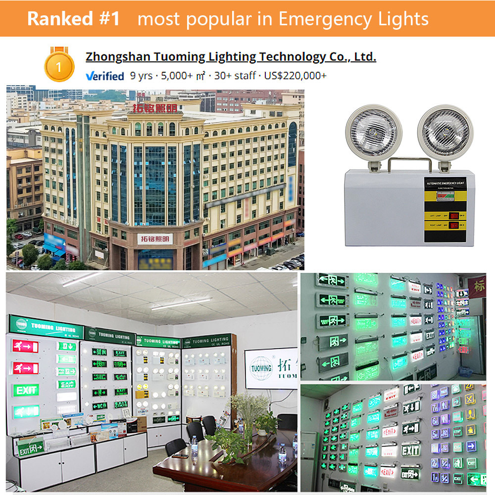 SMD Double Heads Twin Spot Wall Mounted Rechargeable Automatic Corridor Home Garage Led Emergency Light