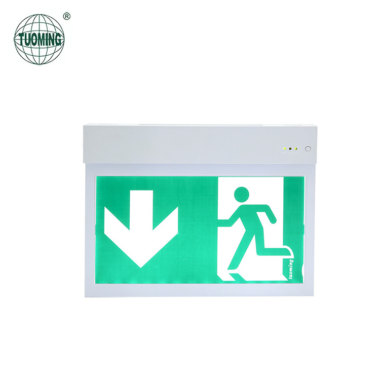 CE CB Customized Rechargeable Wall Mounted 2835 Battery Powered Fire Led Emergency Light Safety Exit Sign