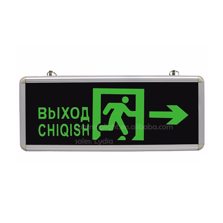 Newest Acrylic Wall Ceiling Mounted Hanging Battery Powered Warning Fire Safety Led Emergency Exit Sign Light