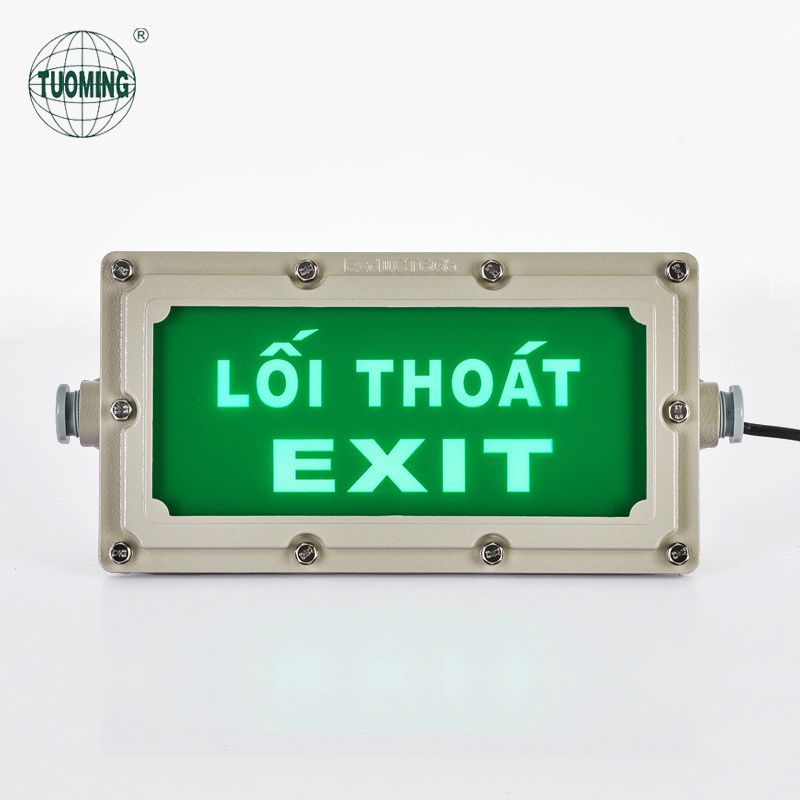 Tuoming Factory Anti-Explosion Battery Backup LED Emergency Exit Sign Light for Business Hospital Warehouse