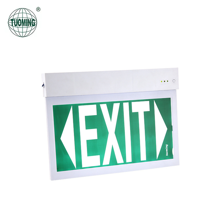 CE CB Customized Rechargeable Wall Mounted 2835 Battery Powered Fire Led Emergency Light Safety Exit Sign