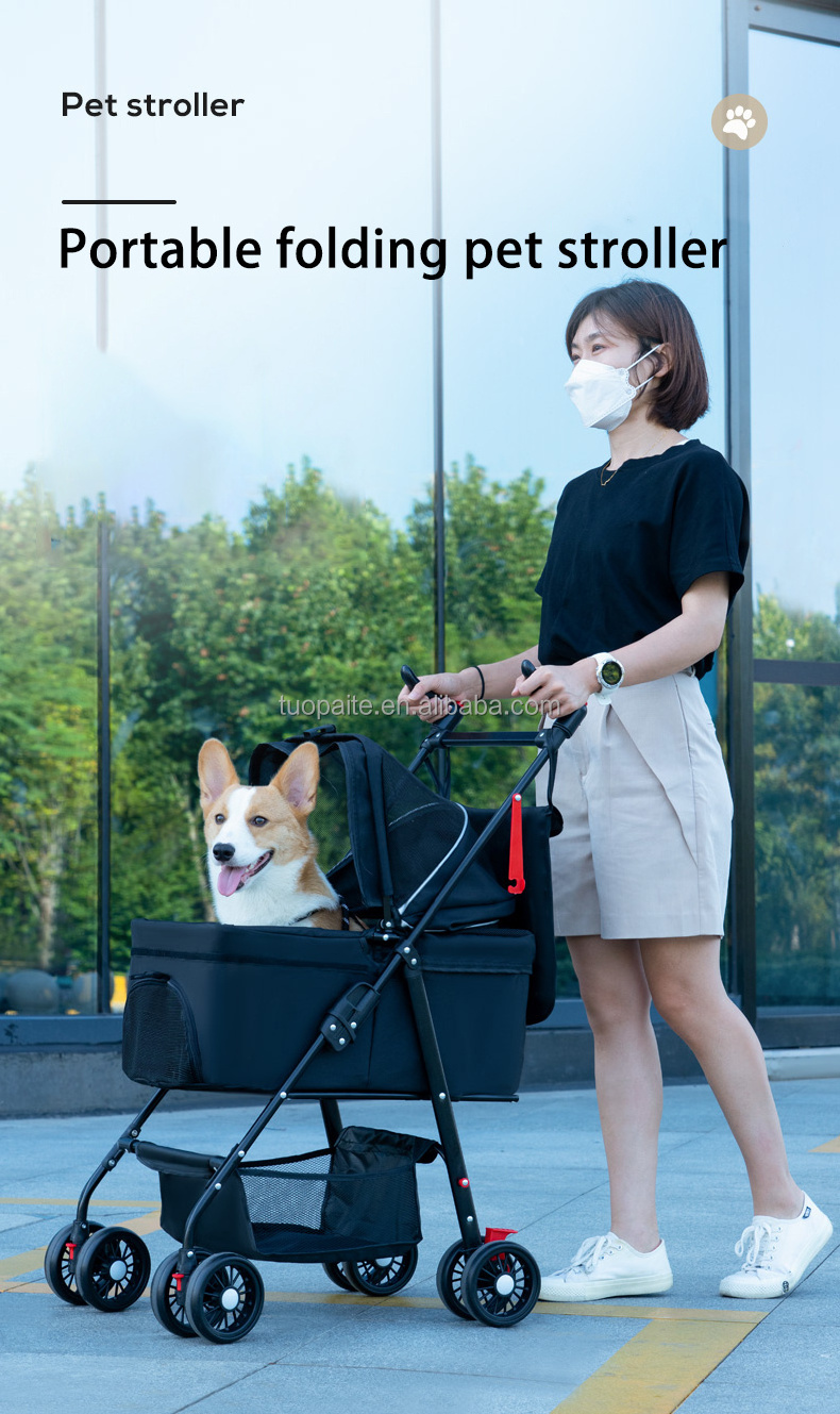 pet stroller with detachable carrier Foldable Detachable Cat Stroller with Storage Pet  Dog Strollers for Small Dogs