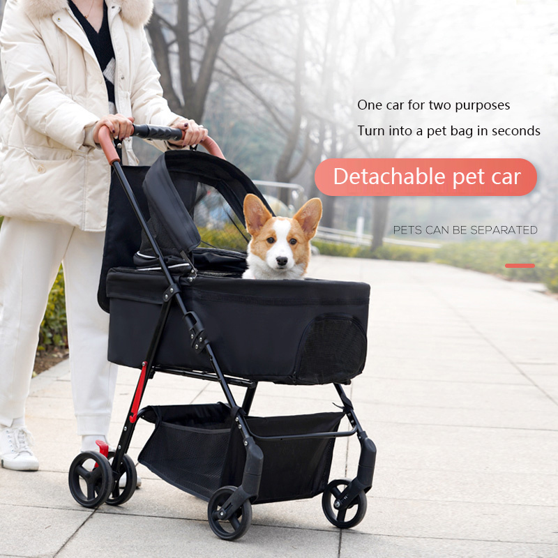 3 in 1 Detachable Pet Stroller Car Seat Cage Carrier Foldable Dog Stroller for Medium & Small Pets