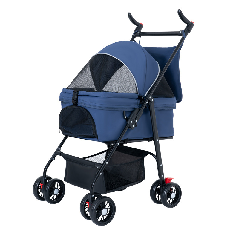 3 in 1 Folding Dog Stroller 4 Wheels Dog Pet Folding Stroller Cat Puppy Stroller Removable Travel Carrier for Small Medium