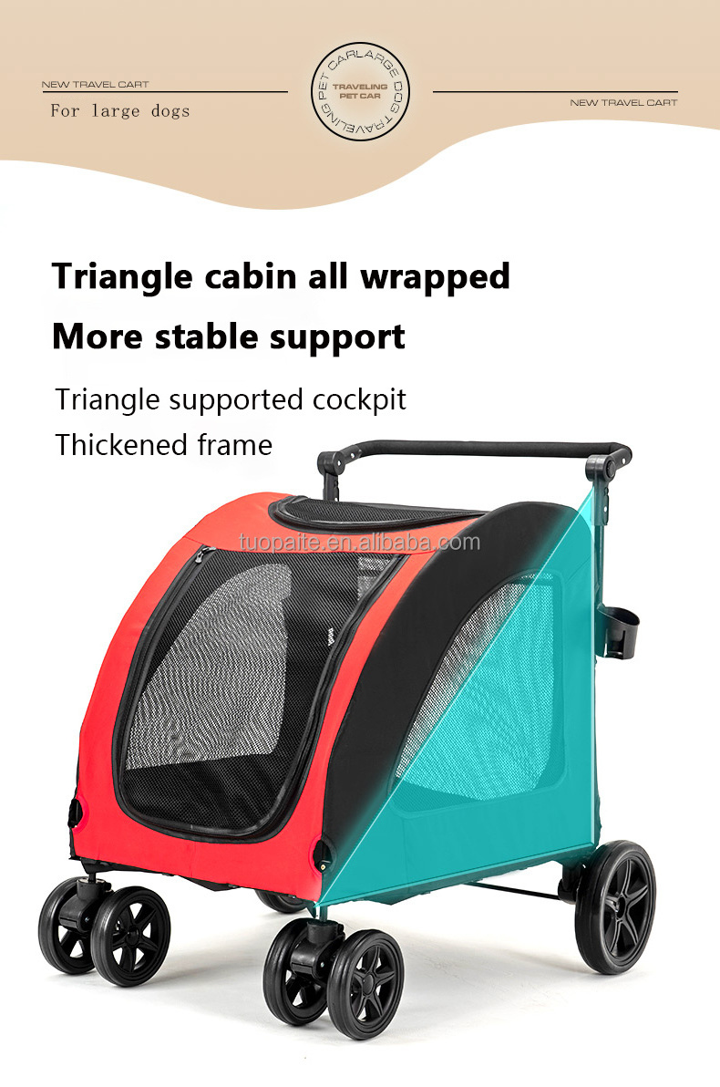 Large Dog  Foldable Dog Wagon Stroller  Adjustable Handle & Breathable Mesh Pet Stroller for Medium Large Dogs with 4 Wheels