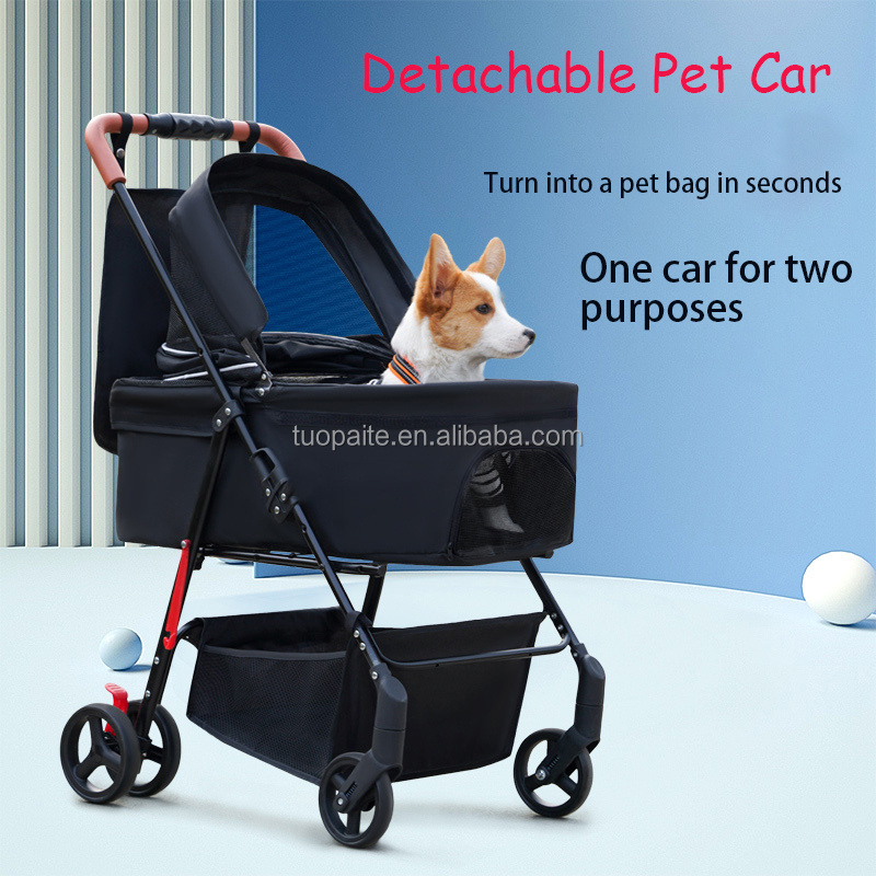 3 in 1 Detachable Pet Stroller Car Seat Cage Carrier Foldable Dog Stroller for Medium & Small Pets