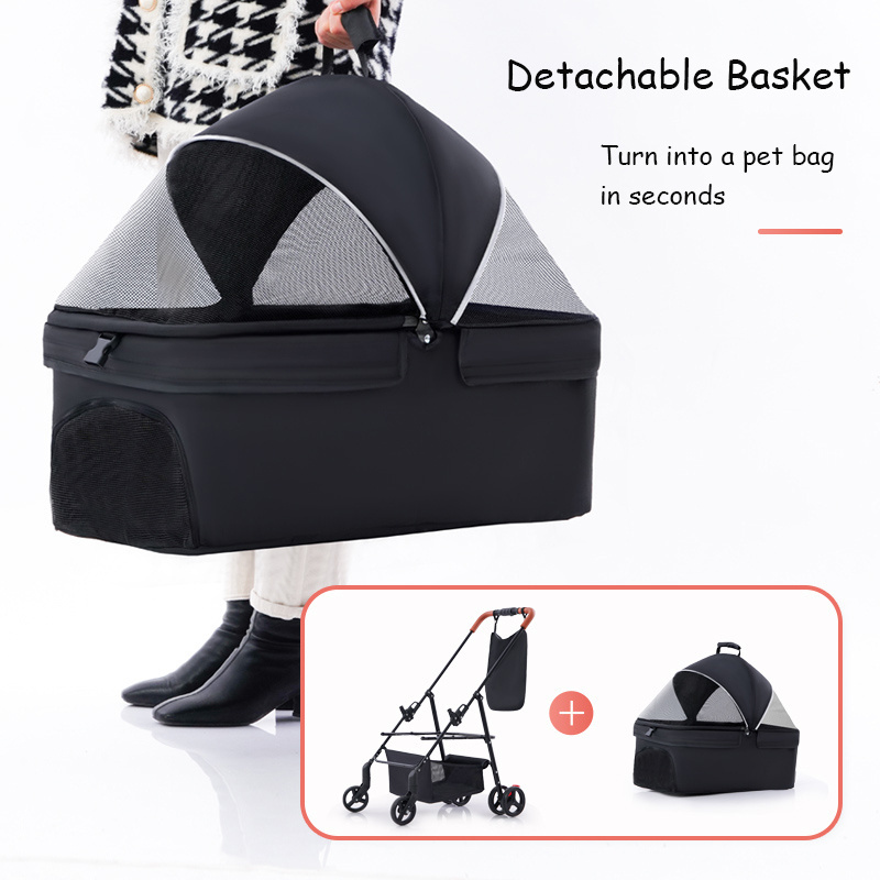 3 in 1 Detachable Pet Stroller Car Seat Cage Carrier Foldable Dog Stroller for Medium & Small Pets