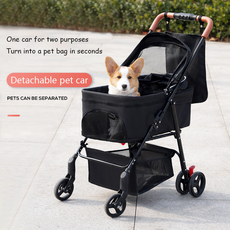 Detachable Pet Stroller Lightweight Cat Stroller with Removable Travel Carriage Car Seat Carrier for Medium & Small Pets