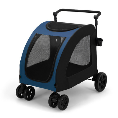 Large Dog  Adjustable Handle & Breathable Mesh Pet Stroller Foldable Dog  Stroller for Medium Large Dogs with 4 Wheels