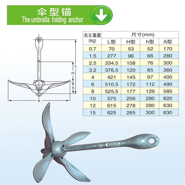 Hot dipped galvanized umbrella folding anchor