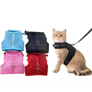 Cat Harness and Leash Set Breathable Escape Proof Kitten Adjustable Cat Harness with Reflective Strip