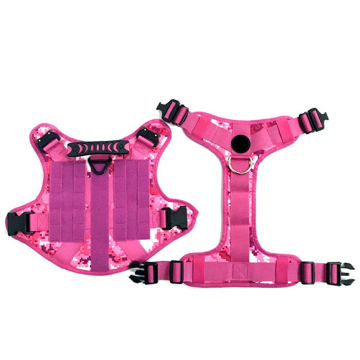 Adjustable Dog Harness Tactical Dog Reflective Pink Durable Harness for Big dogs Camping Hiking