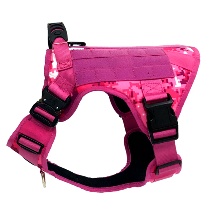 Adjustable Dog Harness Tactical Dog Reflective Pink Durable Harness for Big dogs Camping Hiking