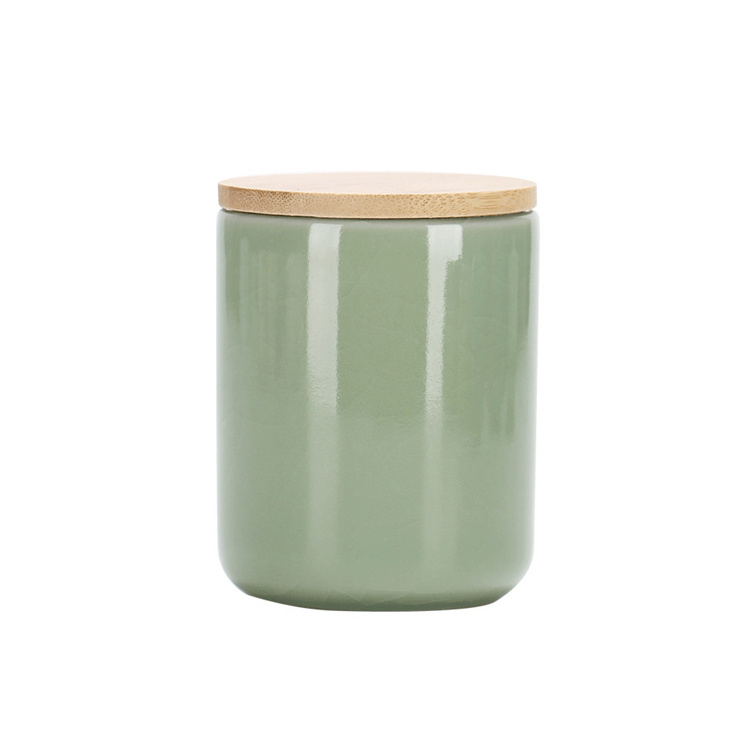 Wholesale Matte Porcelain Tea Salt Spice Storage Vessel Ceramic Candle Jar with Lid