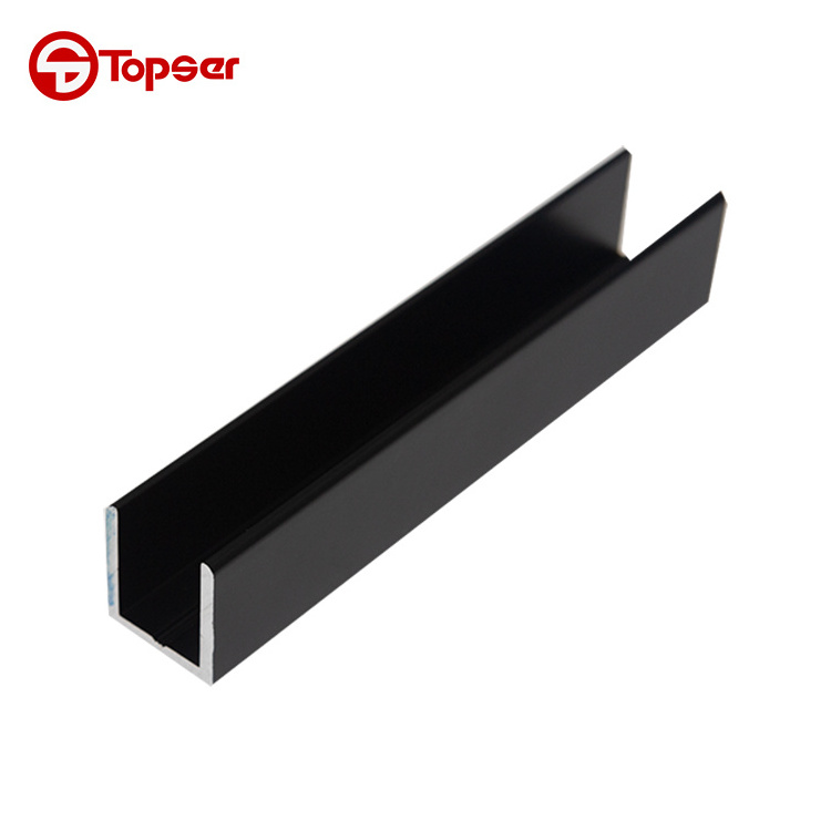 Matte Black  Aluminum Alloy U Channel , Shower Door U Channel