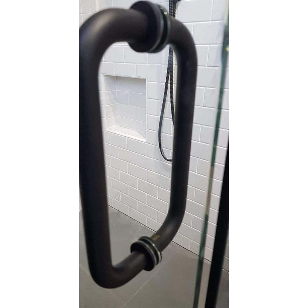 High Quality Stainless Steel Black Matte Glass Door Handle for Shower Room