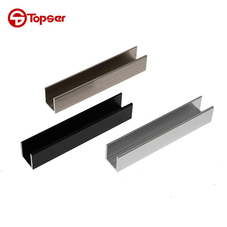 Matte Black  Aluminum Alloy U Channel , Shower Door U Channel