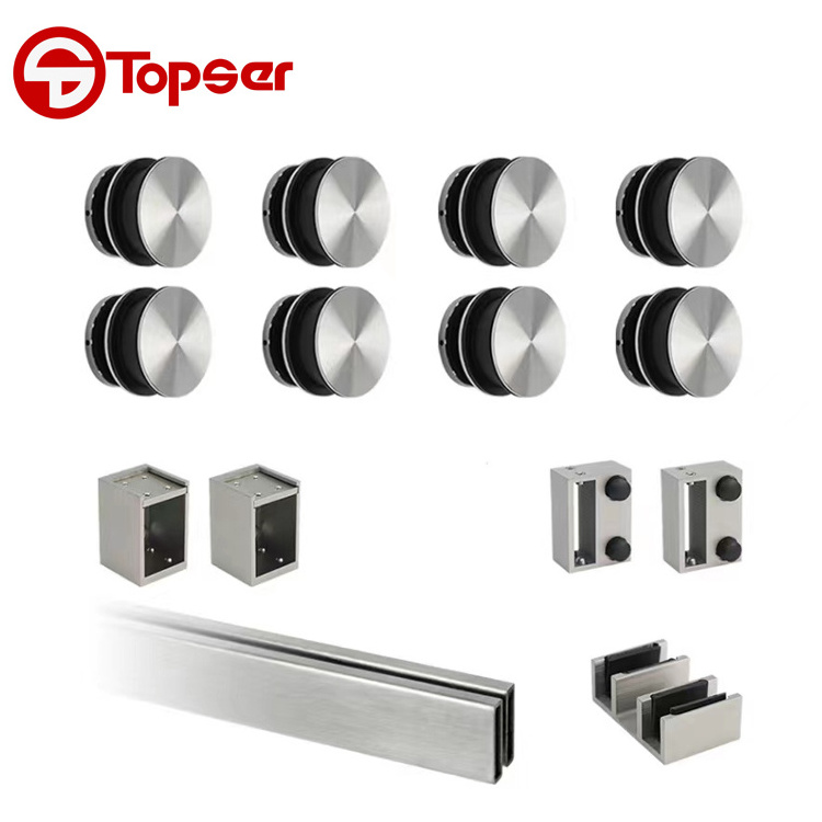 Factory Manufacture SS304 Frameless Shower Glass Door Double Sliding Door Rollers Kits Shower Door Hardware Accessories