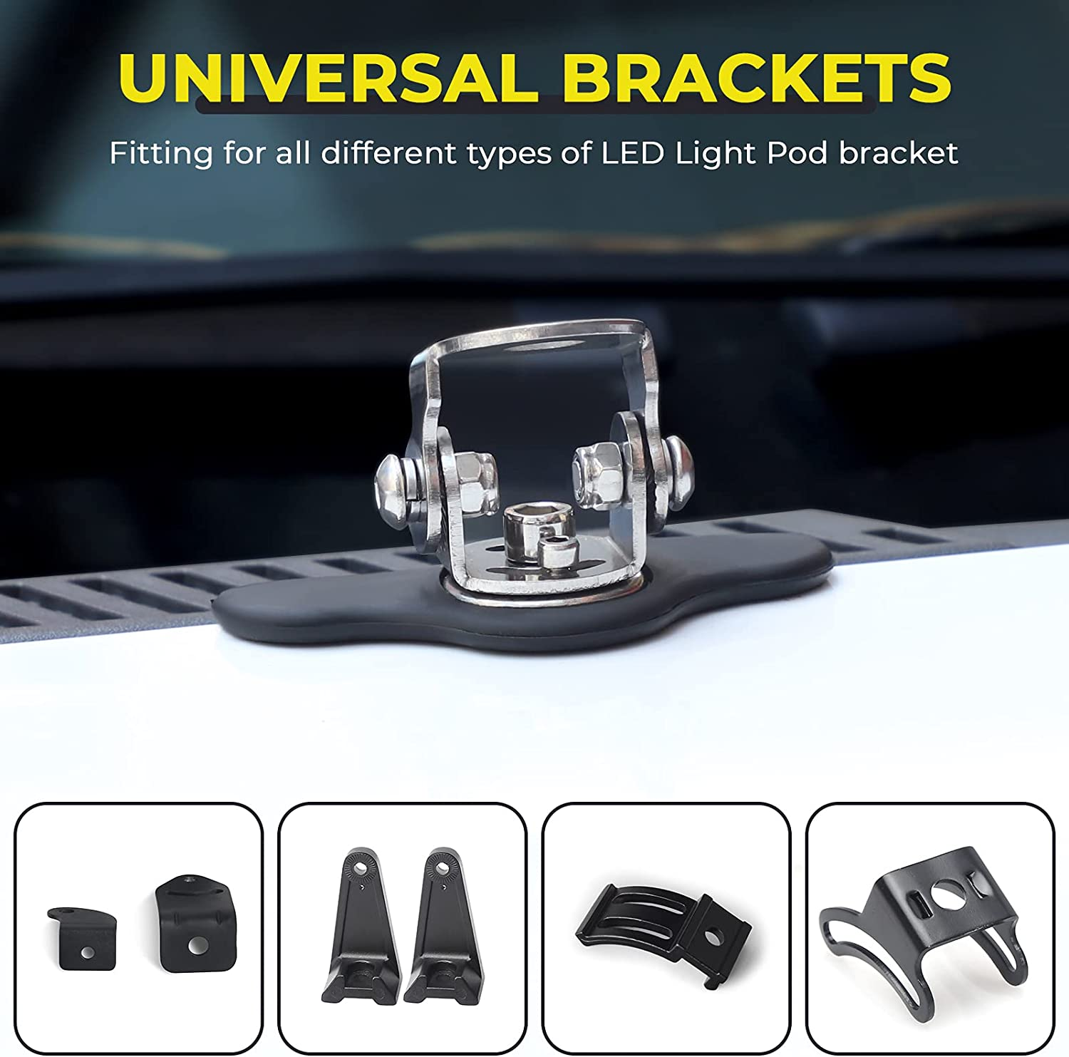 Universal Car Engine Cover Led Work Light Bar Mounting Brackets Hood Mounting Bracket Clamp