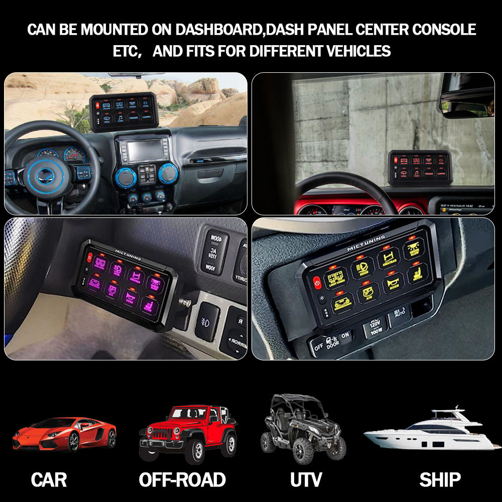 Wholesale marine boat 8 gang led touch switch panel 12V control on-off led car light switch