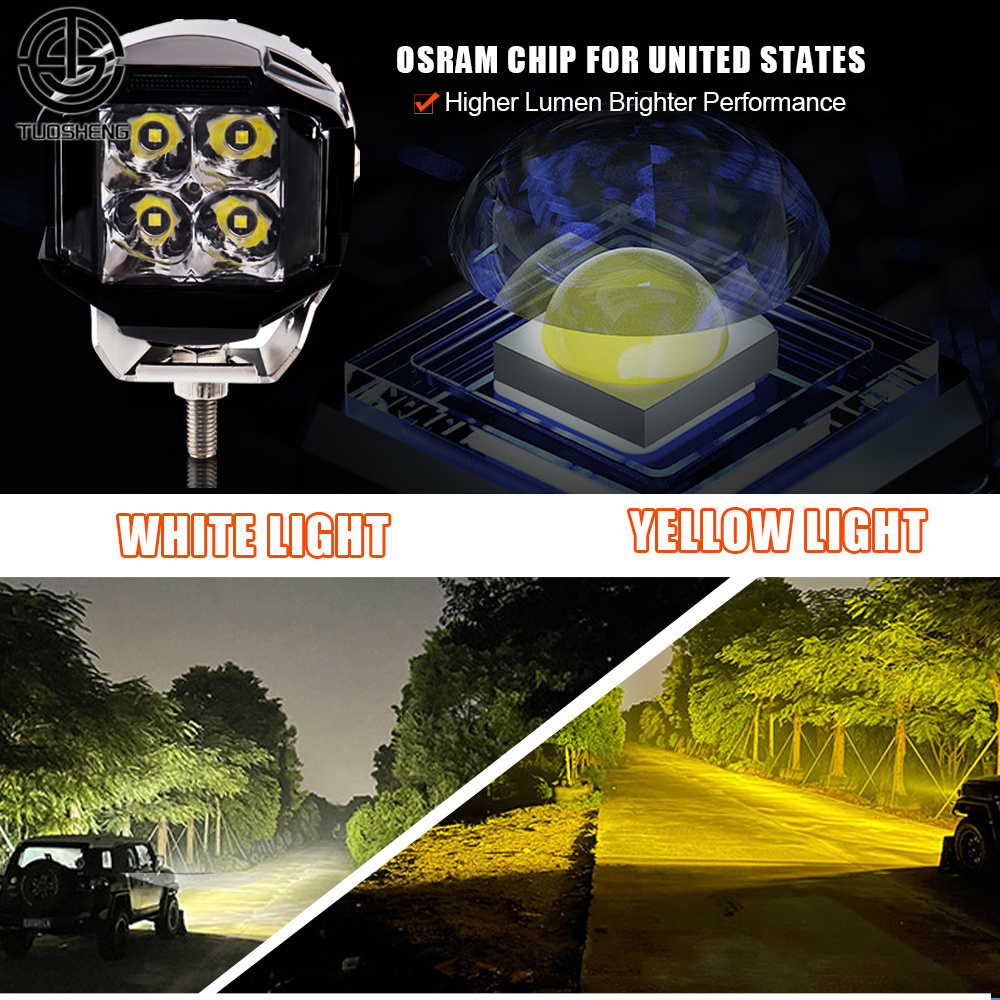 White Amber DRL Combo Driving Beam Car Spotlight 4 Inch Truck Offroad 4x4  Led Pod Light for Jeep