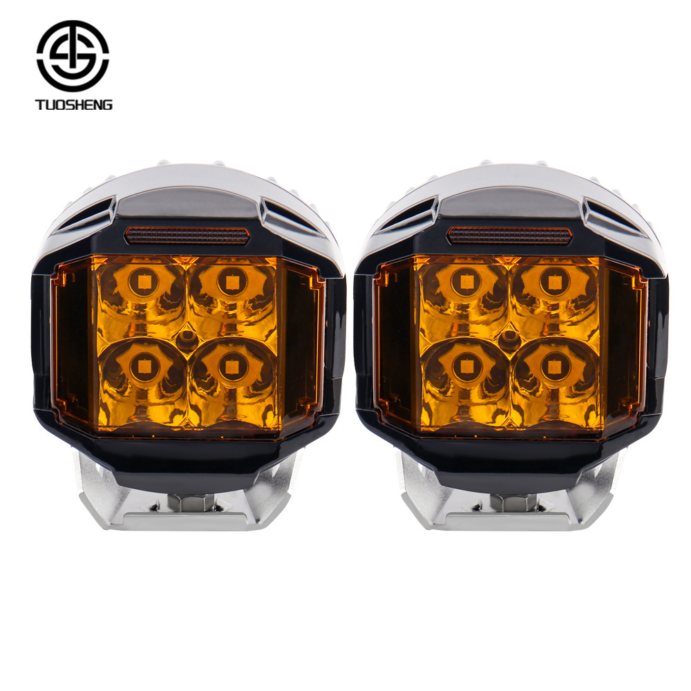 White Amber DRL Combo Driving Beam Car Spotlight 4 Inch Truck Offroad 4x4  Led Pod Light for Jeep