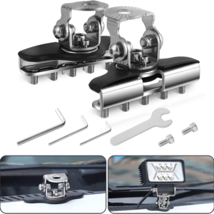 Stainless Steel Auto Engine Cover Led Work Light Mounting Bracket kit for Off-Road Excavator Sedan