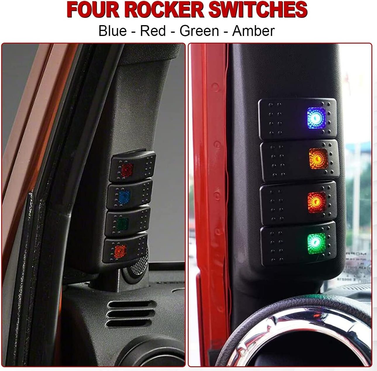 High Quality 4 Rocker Switches Left A Pillar Switch Pod Panel for Jeep Wrangler 2011-2017 JK/JKU