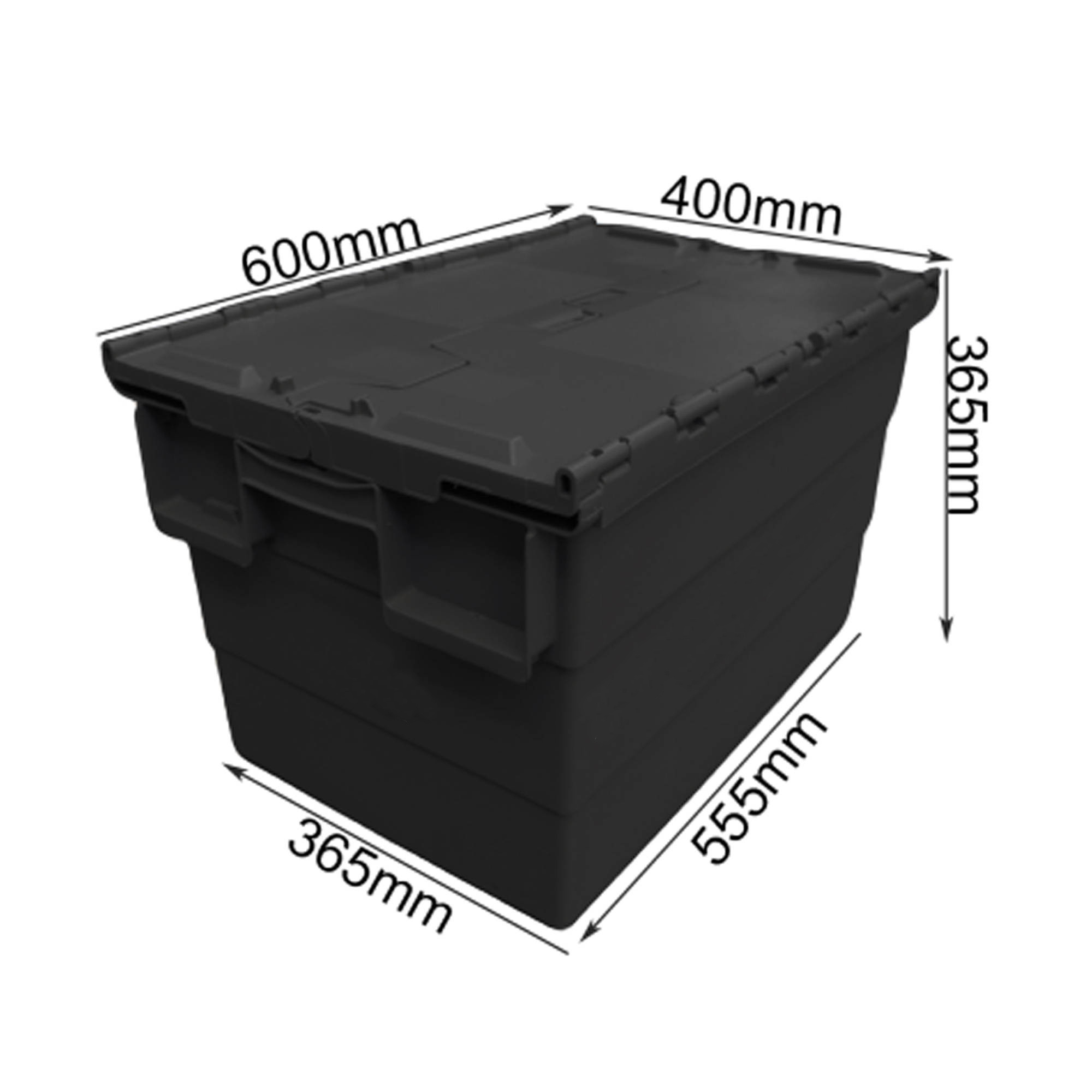 Solid Warehouse Moving Crate Attach-Lid Plastic Storage Containers Stackable Tote Turnover Box for Delivery and Transport