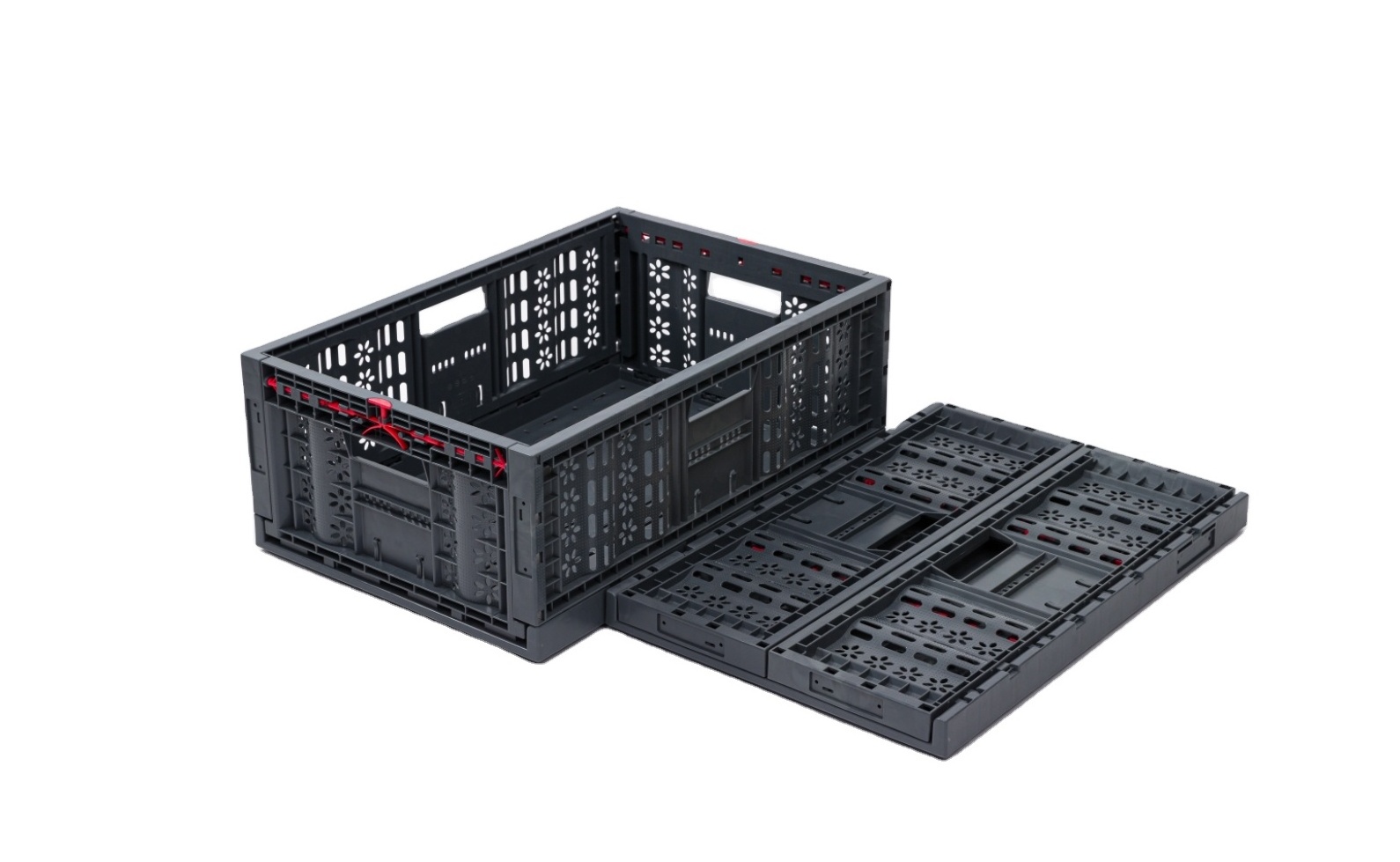 Collapsible Perforated Plastic Storage Crates for Farm vegetable and fruit with harvest plastic baskets