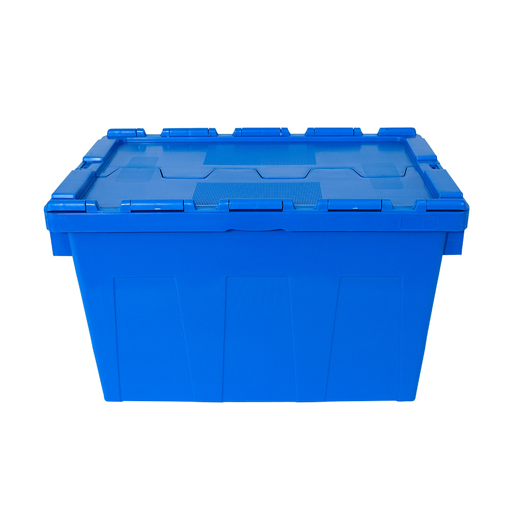 High Quality PP Plastic Stackable and Nestable Heavy Duty Turnover Box Solid storage with Attached Lid plastic crate