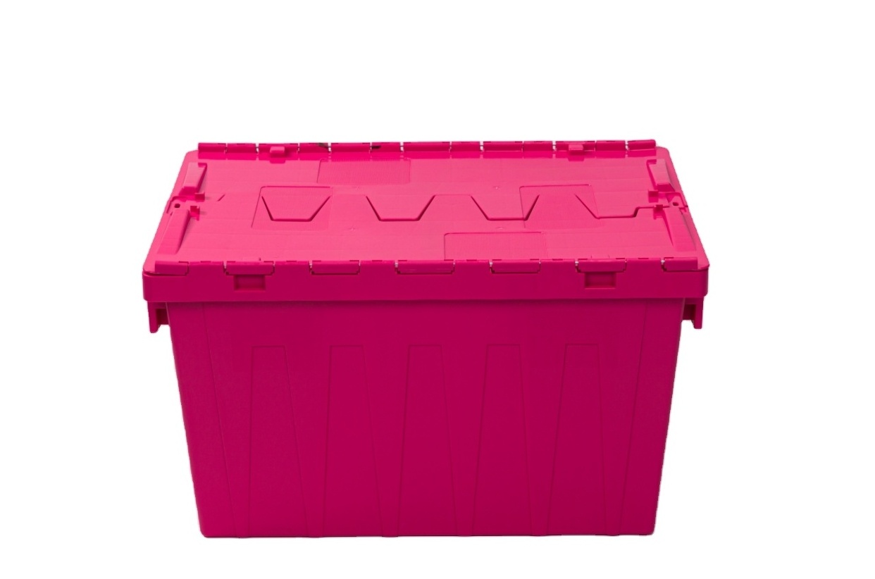 Hot Sale 12-Inch Pink  Nestable Plastic Moving Box Containers Wholesale Stackable PP Crate with Factory Guarantee