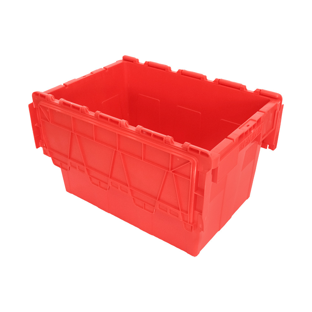 Heavy Plastic Totes Nestable Turnover Crate Plastic Moving Crate with lid Attached Lid Containers