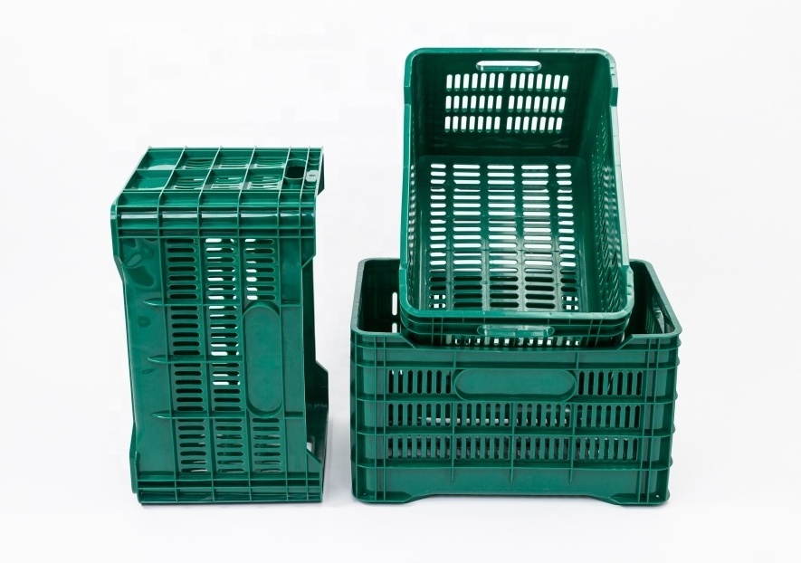 Plastic Crates used for vegetable and fruit  Mesh Plastic Crates Storage Turnover Box Recyclable Container Made from HDPE