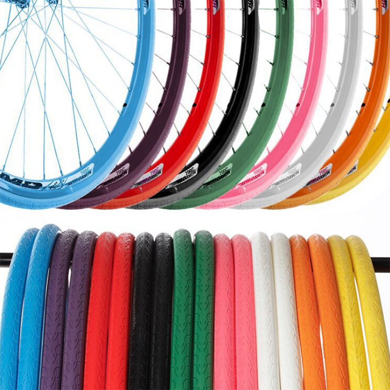 Colored Solid Non-pneumatic Tubeless Puncture Resistant Tires Road Fixed Gear Bike Outer Tyre Tube Bicycle Accessories Tires