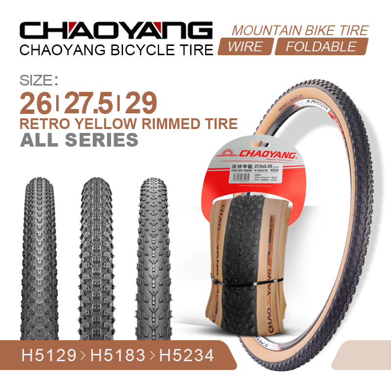 MTB Cycling Tan Wall Outer Tube Chaoyang Cycle Bicycle Parts Accessories Retro Yellow Rimed Mountain Bike Tires Tyres 26 27.5 29