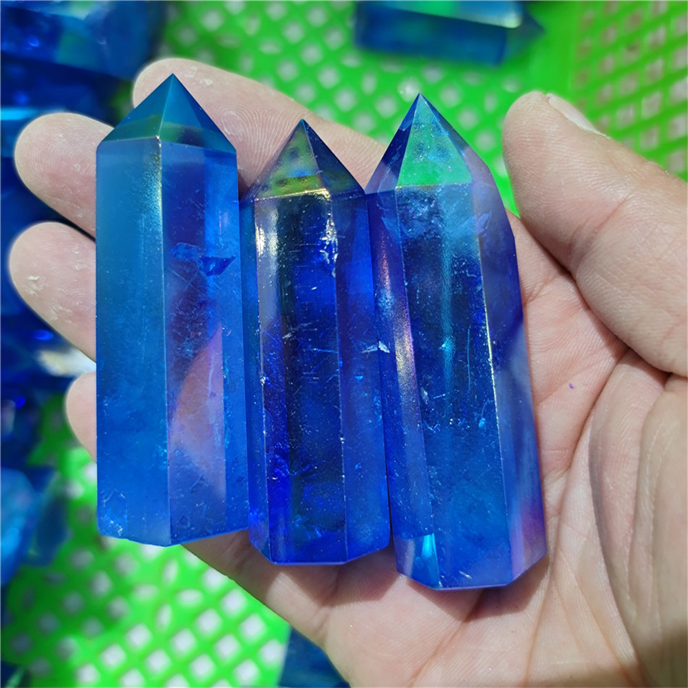 Wholesale Bulk Natural Spirit Crystals Points Coated Red Angel Aqua Aura Quartz Point