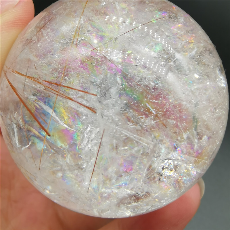 Lucky Natural White Clear Quartz Crystal Stone Ball Rainbow Magic Crystal Sphere Ball