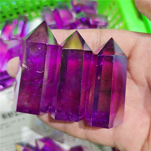 Wholesale Bulk Natural Spirit Crystals Points Coated Blue Angel Aqua Aura Quartz Point