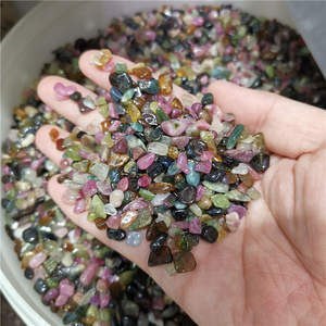 Natural crystal bulk tumbled colorful tourmaline  gravel stones for healing