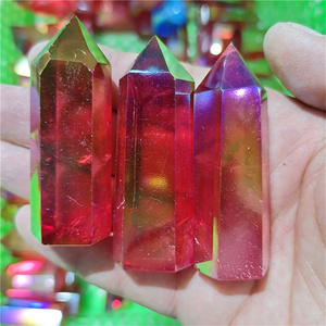 Wholesale Bulk Natural Spirit Crystals Points Coated Red Angel Aqua Aura Quartz Point