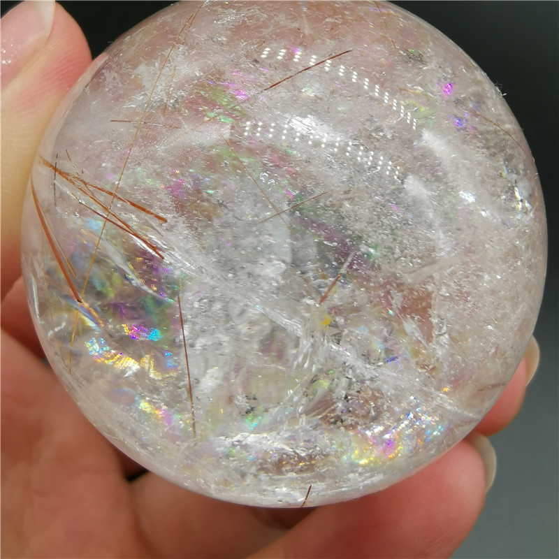 Lucky Natural White Clear Quartz Crystal Stone Ball Rainbow Magic Crystal Sphere Ball