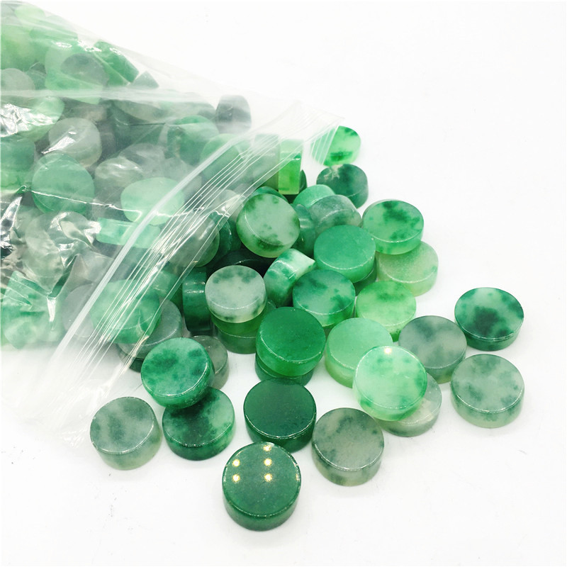 Wholesale price gemstone green jadeite jade round tumbled crystal stone for making