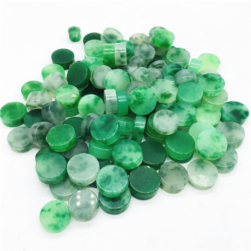 Wholesale price gemstone green jadeite jade round tumbled crystal stone for making