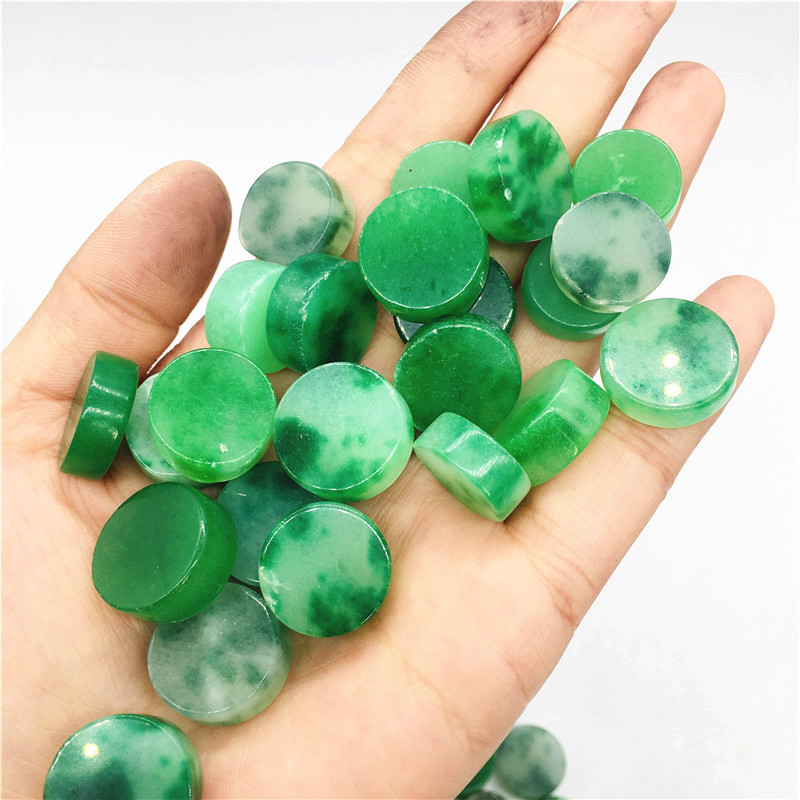 Wholesale price gemstone green jadeite jade round tumbled crystal stone for making