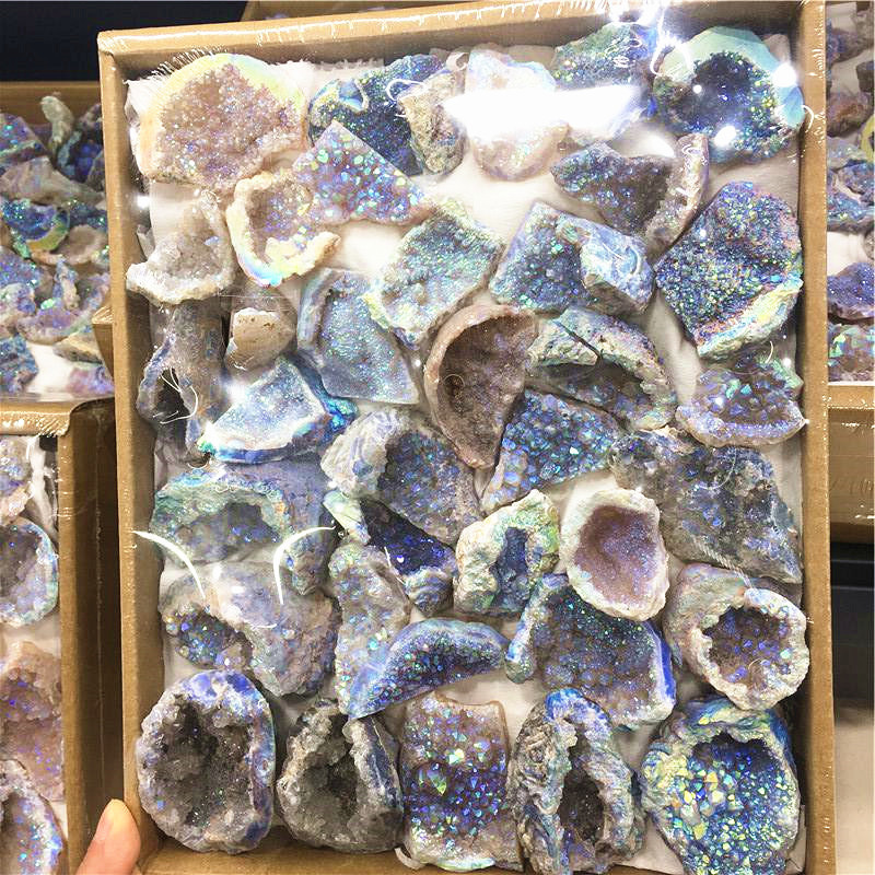 Wholesale Natural Healing Crystal Druzy Rainbow Angel Aura Clusters Quartz Stone For Gift Decoration