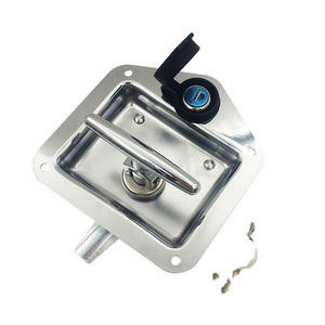 MS858  Mirror-polished Car Truck Trailer Camp 304 Stainless Steel T Shape Handle Panel Lock Latch With Padlock Device