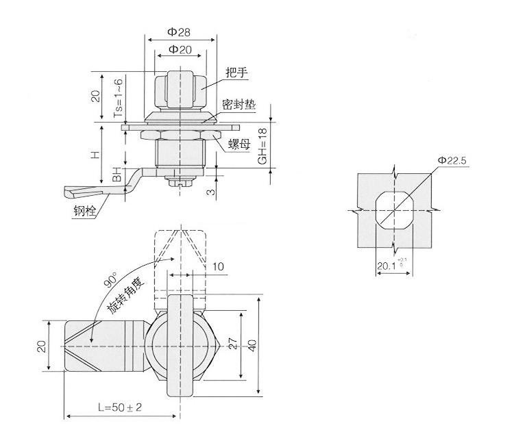 thumb turn latches  MS714 Quarter Turn Lock Stainless Steel  Industrial Cabinet Cam Lock Latch