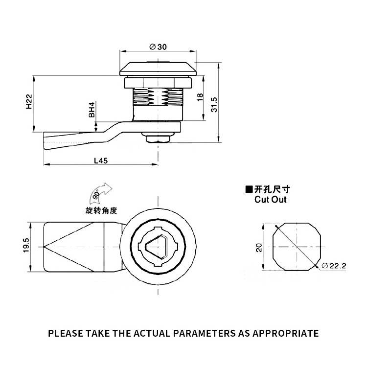 MS727 fire hydrant dustbin lock safe cam lock for chassis cabinet door