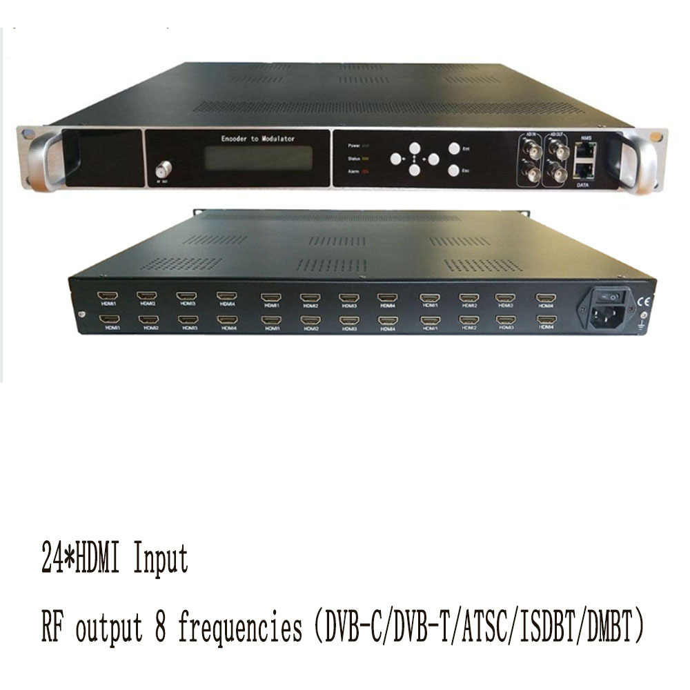 24-Port Digital Headend Encoder Modulador H264 HD to DVB-C DVB-T ISDBT ATSC RF Modulator HD Encoder Modulator